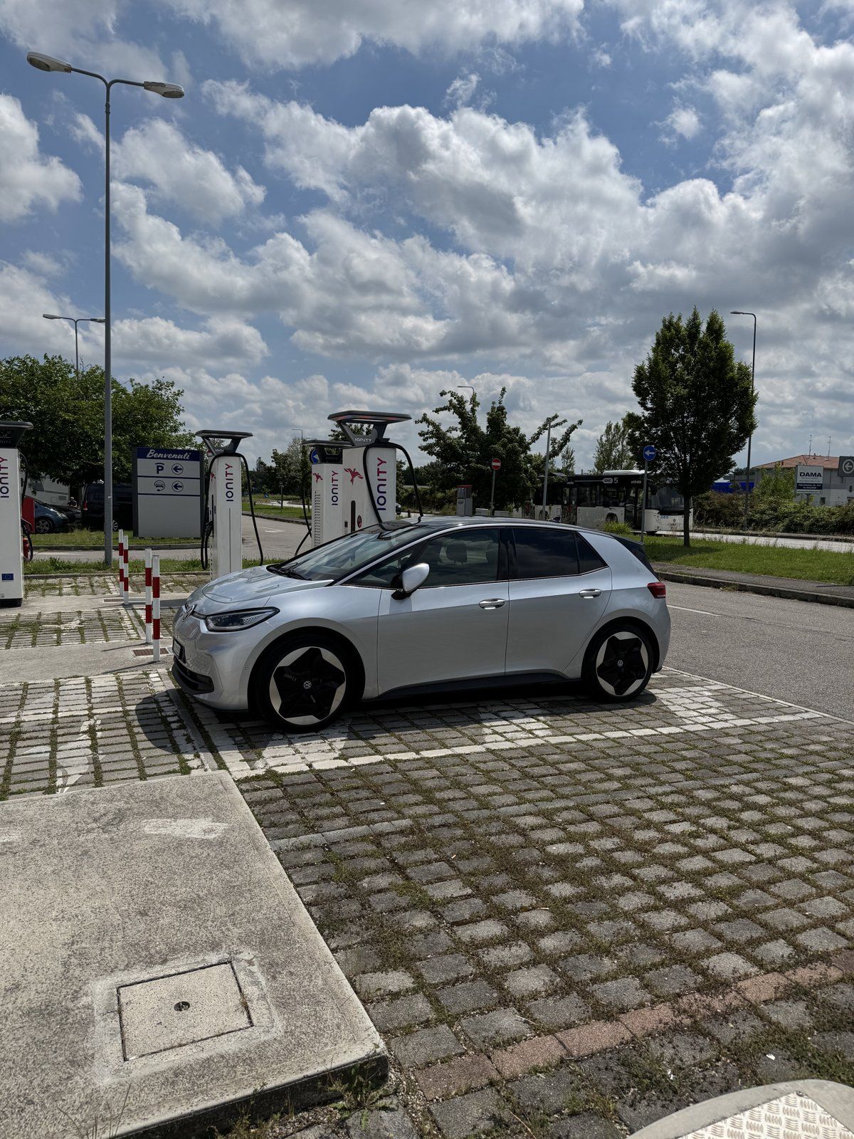 The VW ID.3 at the IONITY station in Forlì